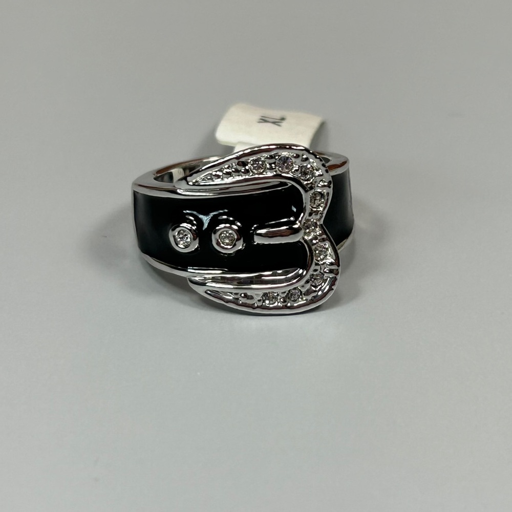 Camille Lucie Black & Silver Buckle Ring